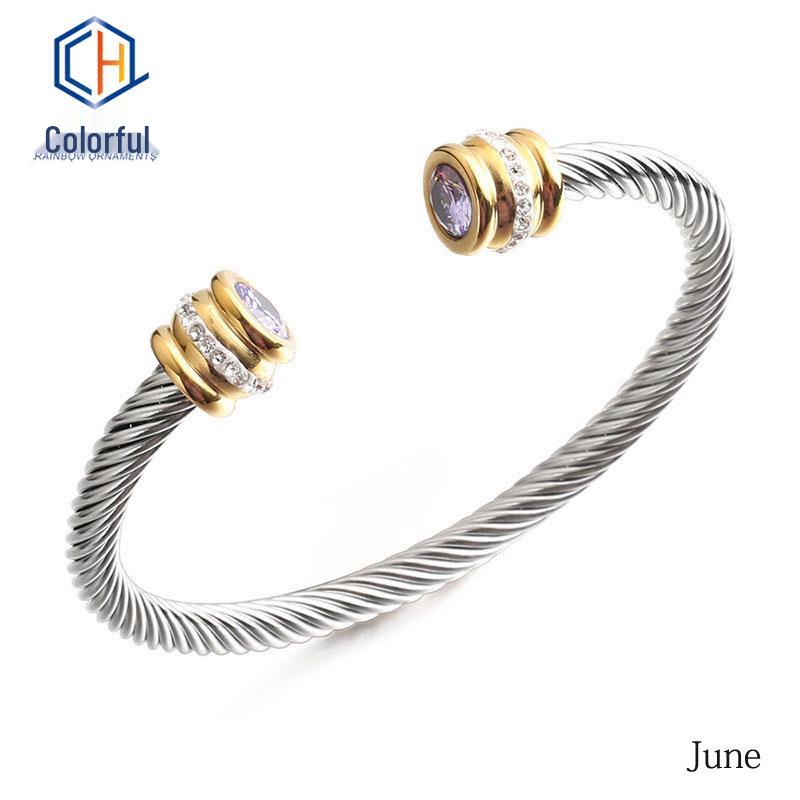 European & American 18K Gold-Plated Stainless Steel Bracelet with Zirconia