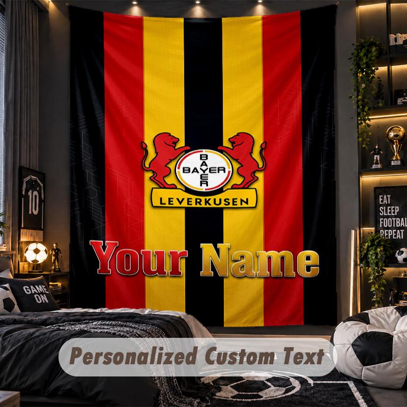 TapestryBayer Leverkusen Football Custom Name Text Personalized Wall Hanging Tapestry Home Wall Decor