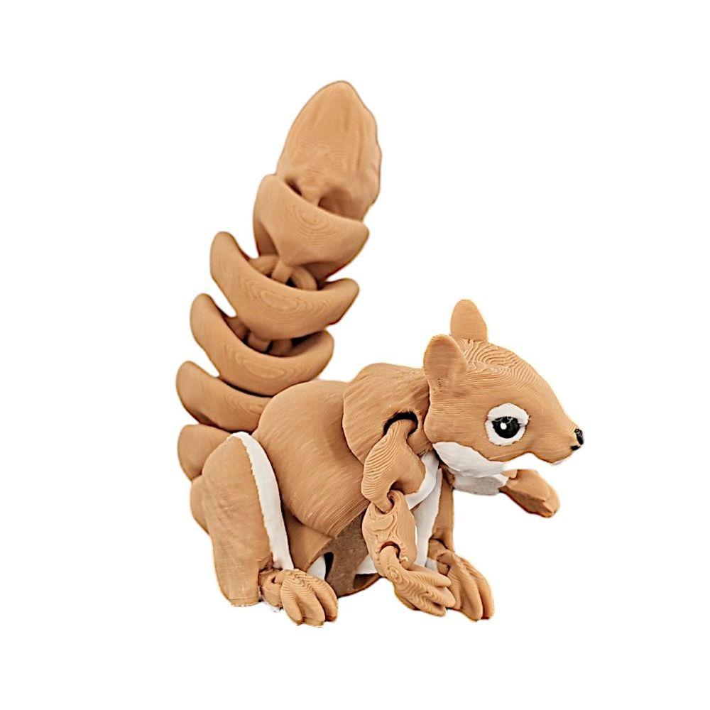 Movable Joints Squirrel Model Toys Cartoon 3D Articulated Squirrel Toys  Birthday Gift