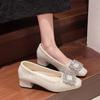 Strass spitze dicker Absatz flauschige Schuhe Damen Frühjahrsmode 2025 neu Koreanische Version lässiges Temperament flache Schuhe