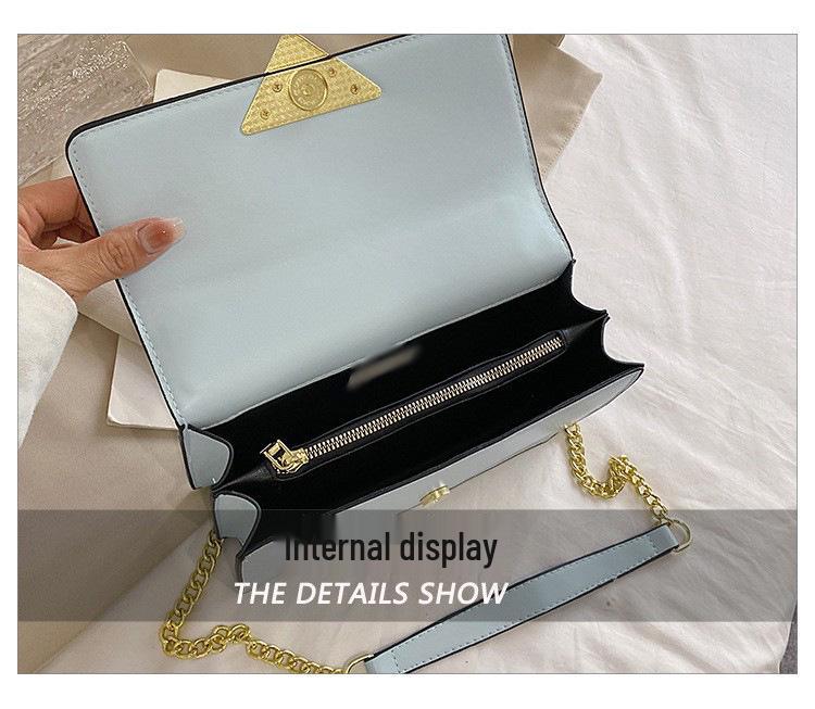 Geantă crossbody pătrată mică cu lanț de culoare uni - Geantă de umăr de mână simplă, versatilă și la modă în stil coreean pentru femei