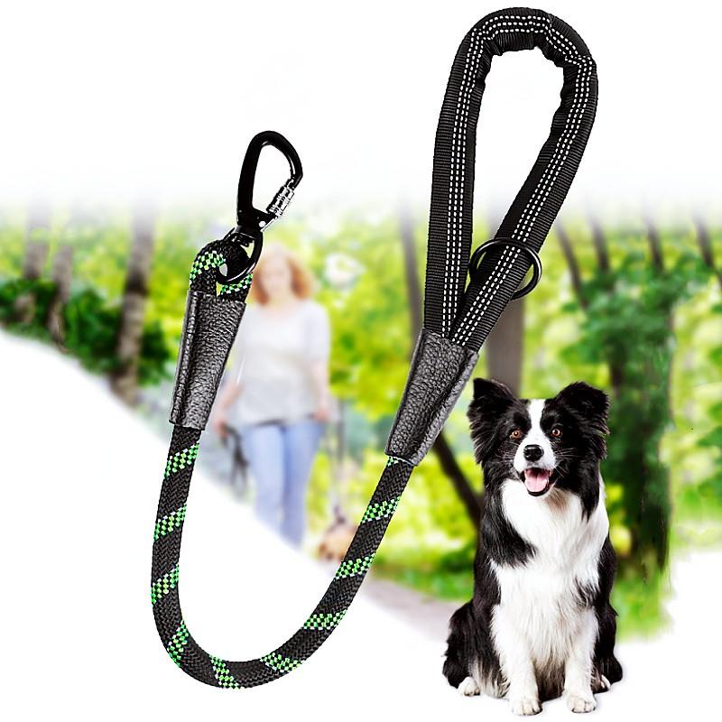 Dog Leash Short Dogs Leash Reflective Leashes for Large Dog Walking Nylon Pet Chain Comfortable Handle Dogs Leashes 62cm Rope