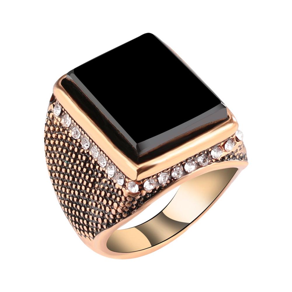 Lyx Mellanöstern Stor fyrkantig strass Män Finger Ring Smycken Dekor Present