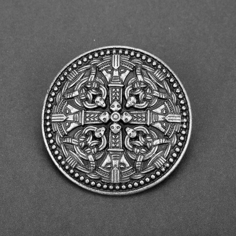 Viking Brooch For Women Medieval Rune Flower Shield Pin Brooch Cloak Shawl Pin Celtic Decoration