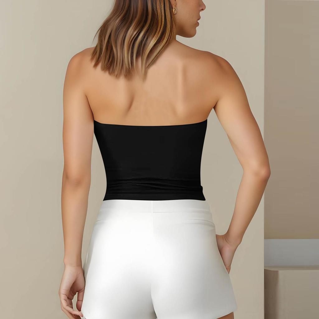 Korte topper for kvinner Sexy Cami Tank Sommer Tube Ermeløs Ensfarget Camisole Skjorte Vest