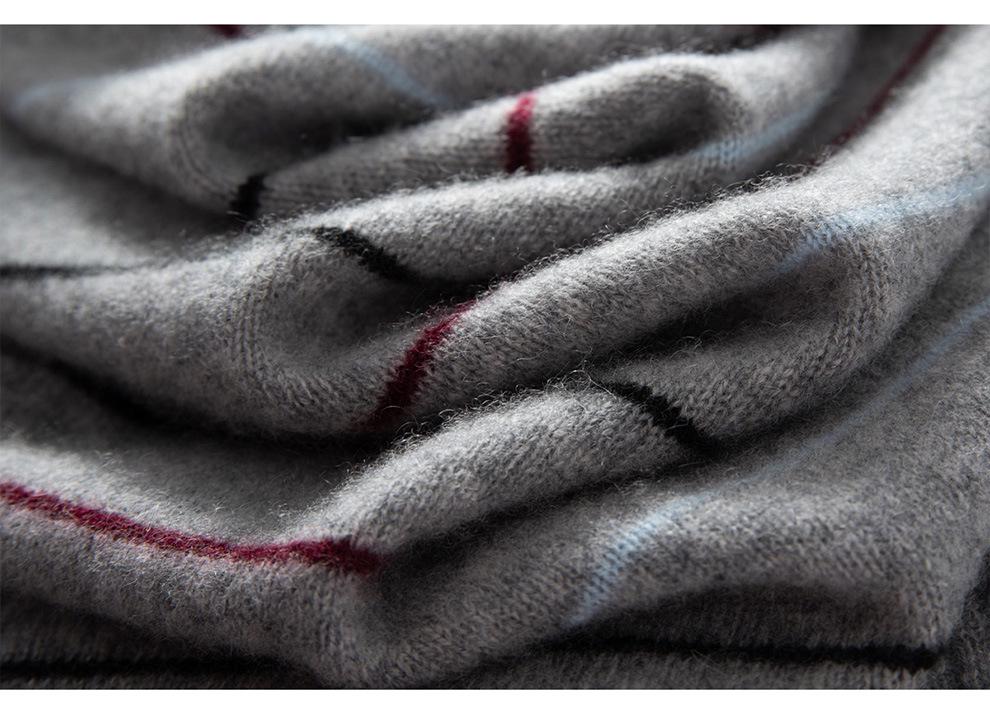 Women's Pure Cashmere Stripe Sweater - Autumn/Winter Loose Fit, Round Neck, Long Sleeve Pullover Jumper