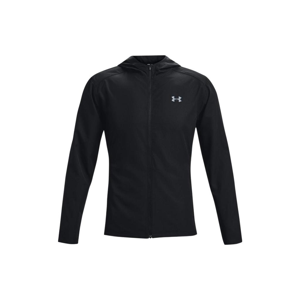 Under Armour Solid Color Running Hooded Jacket Men Outerwear Black 1365620-001