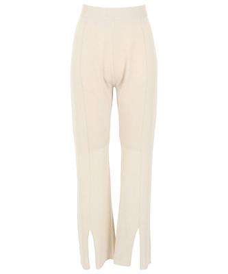 Kobe Lettuce Center Slit Sheer Knit Pants Free Ice Beige [M3295] Size,