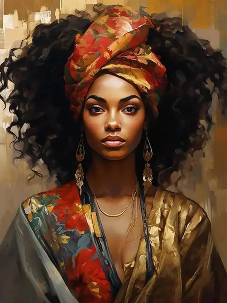 Abstract African Black Female Portrait 5DDIY Diamond Painting Art Cross Embroidery African Girl Painting Living Room Decoration