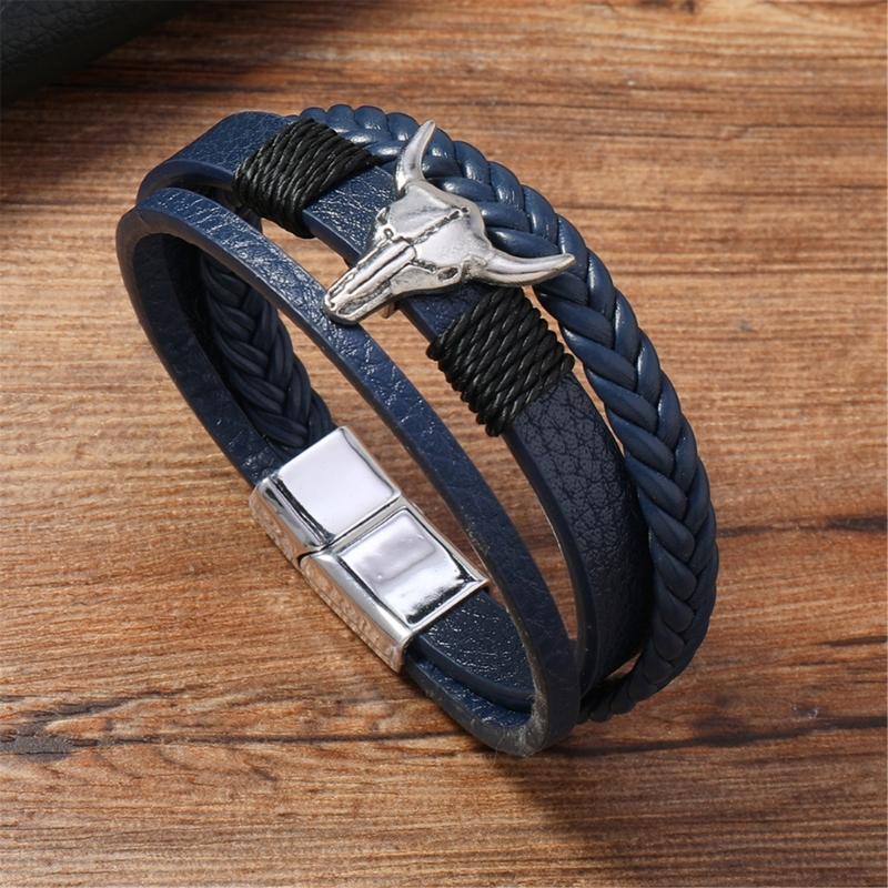 Unisex PU Leather Wristband Lightweight Retro Style Bracelet Daily Comfort Handmade PU Leather Chain Bracelet