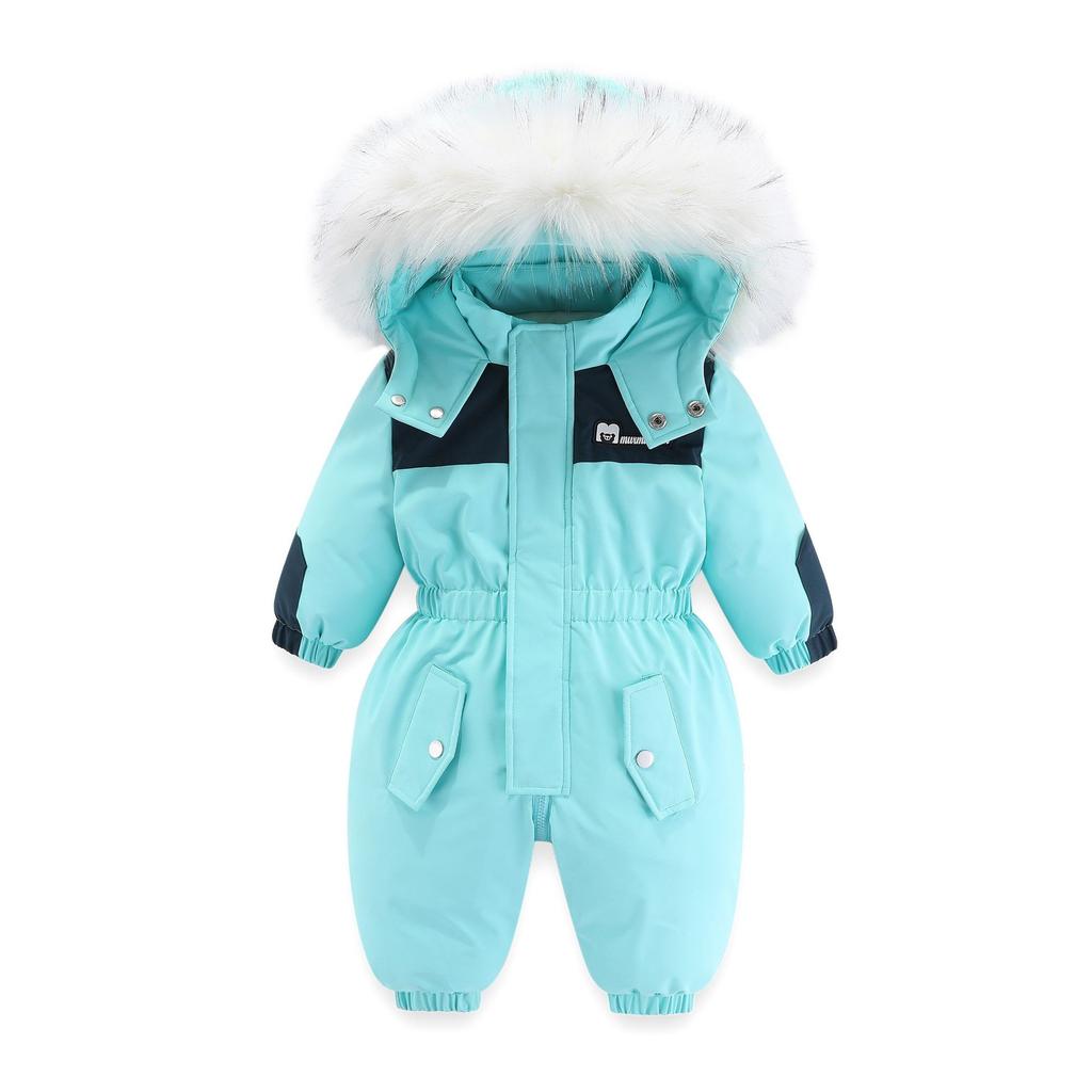 kids Boy Girl Winter Snowsuit Plus Velvet Toddler Jacket Clothes For Boy Infant Jumpsuit Hoodied Overalls 2-6Y Outwear