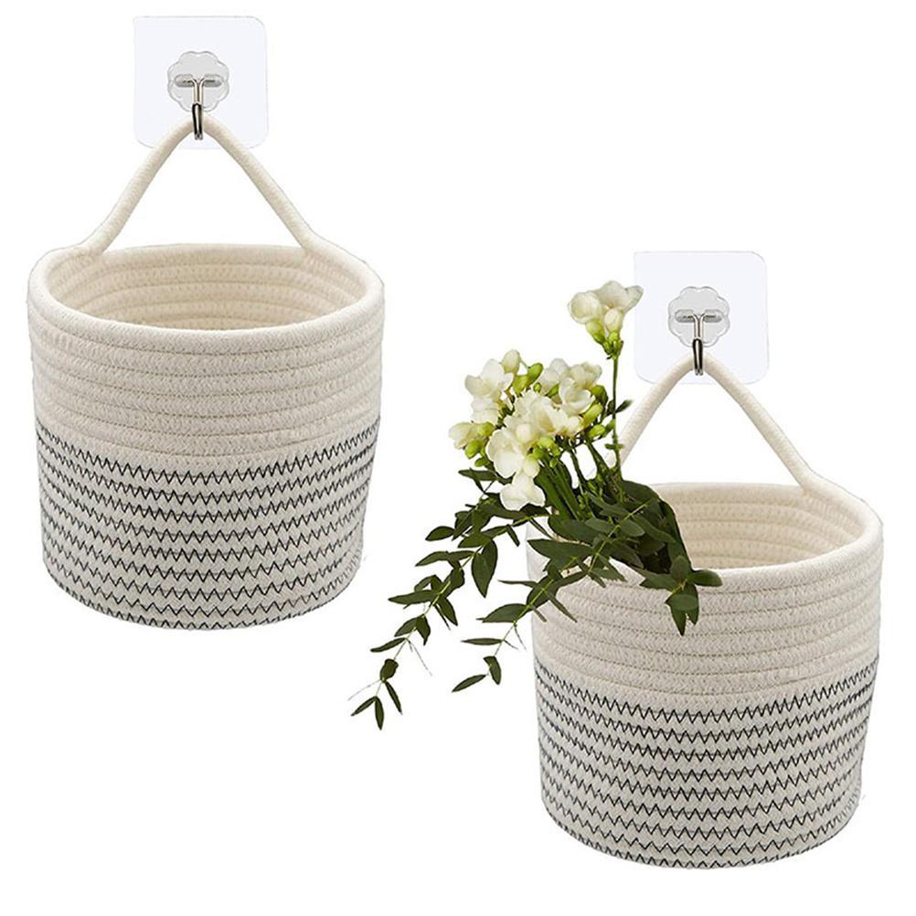Cotton Rope Hanging Basket Storage Basket Flower Pot Hanging Basket Decorative Blanket Basket Living Room Laundry