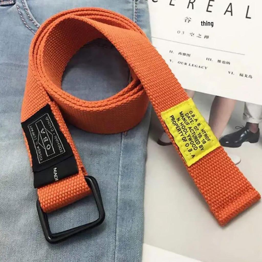 Trendy Hong Kong Style Canvas Belt: Versatile, Extra Long, Men’s Hip-Hop Fashion