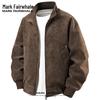 Mark Fairwhale Men's Retro PU Leather Patchwork Stand Collar Jacket