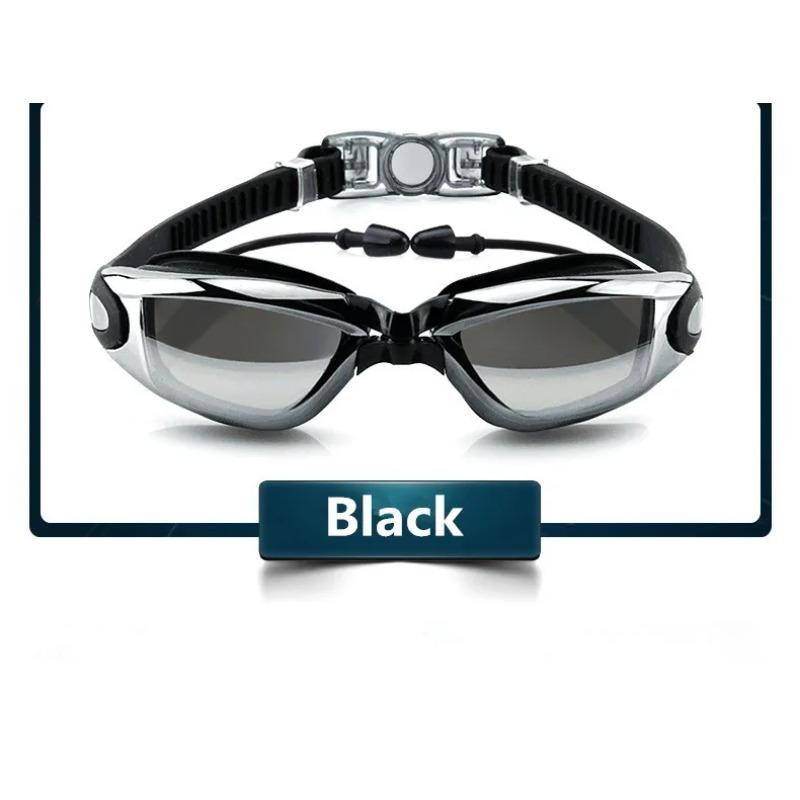 Professional Swimming Goggles Swimming Glasses with Earplugs Nose Clip Electroplate Waterproof Silicone