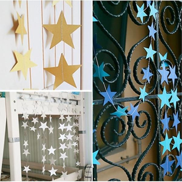 High-quality Star Paper Garland In Gold Silver And Blue For Festive Celebrations