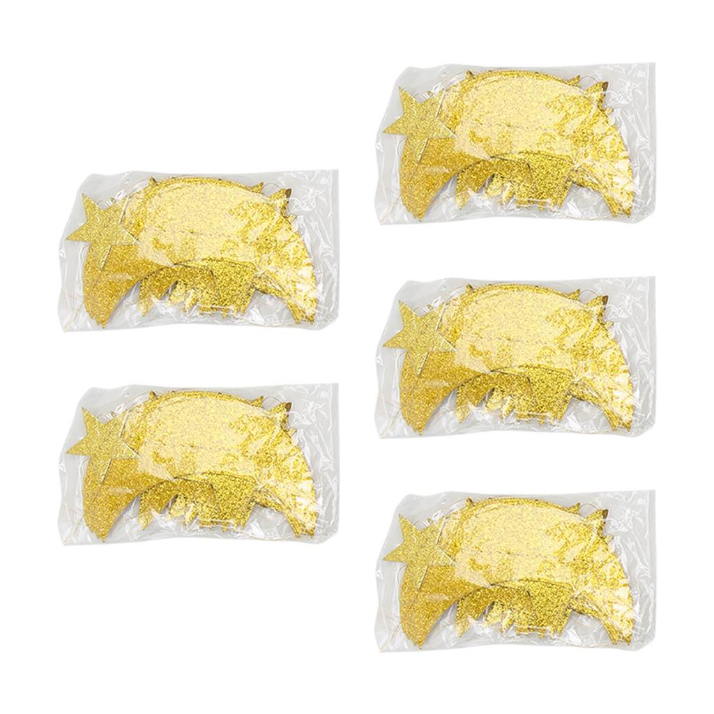 5Pcs Star Moon Garland Bright Gold Color Exquisite Durable Widely Used Ramadan Garland for Wall