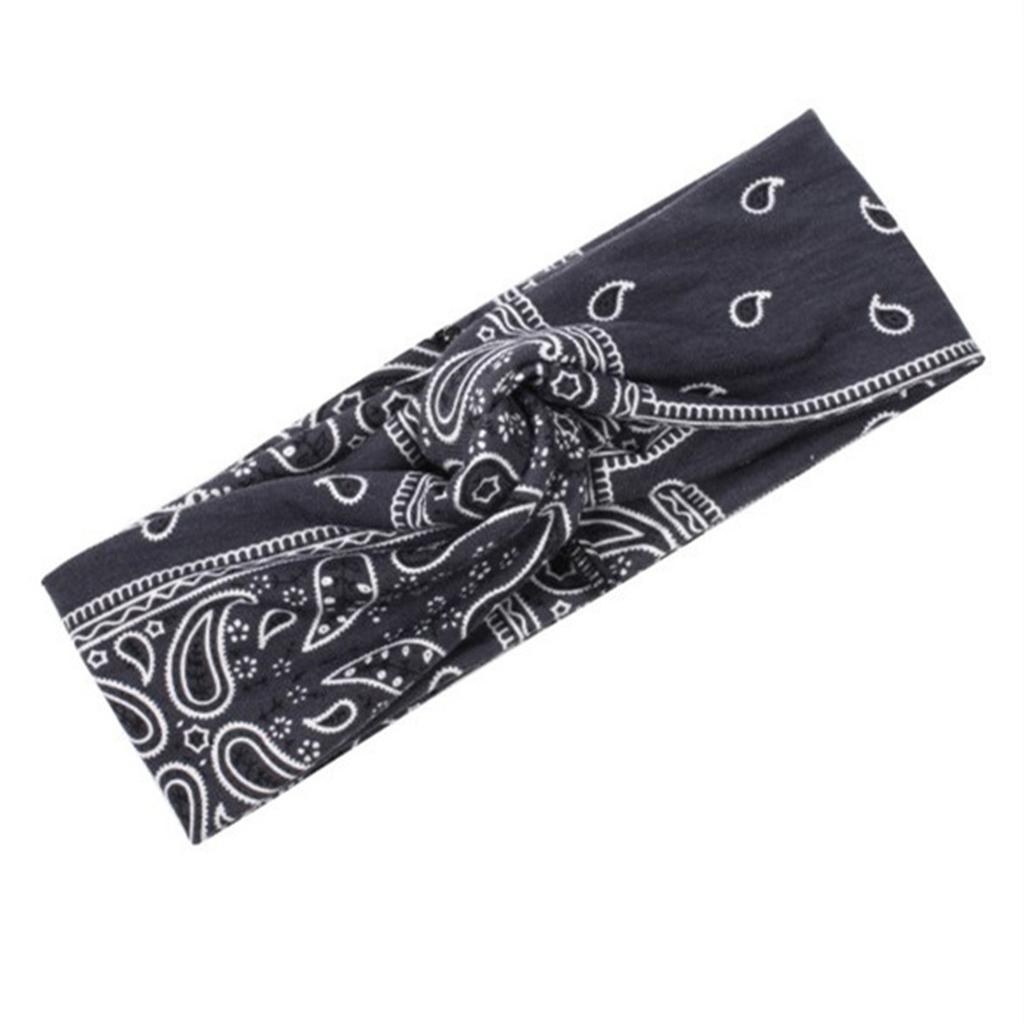 Bandana Printed Headband Women's Yoga Sports Hair Wrap Tie Paisley Twisted Stretchable Hair Band