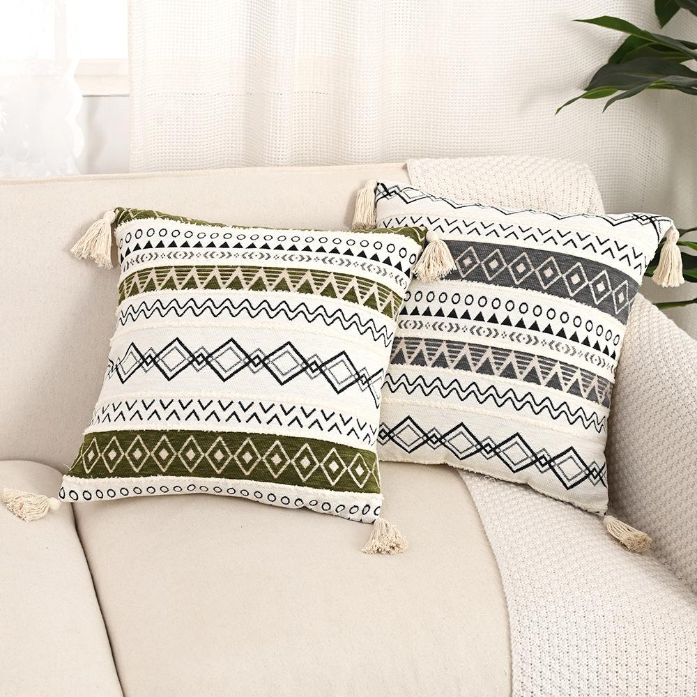 45x45cm Geometric Chenille Jacquard Throw Pillowcase Cojines Ethnic-Style Sofa Cushion Covers Headboard Pillowcases Decor Home