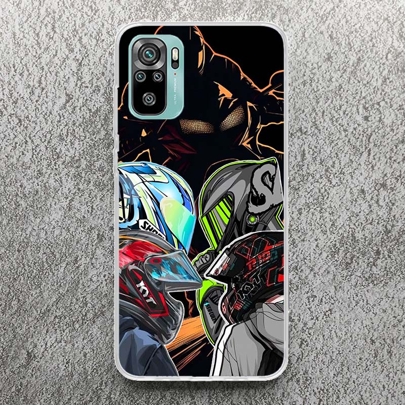Motorcycle Rider Helmet Print Soft Case for Xiaomi Redmi Note 14 13 12S 11S Phone Shell 10 Pro Plus 11E 11T 12 11 10S 5G Cover