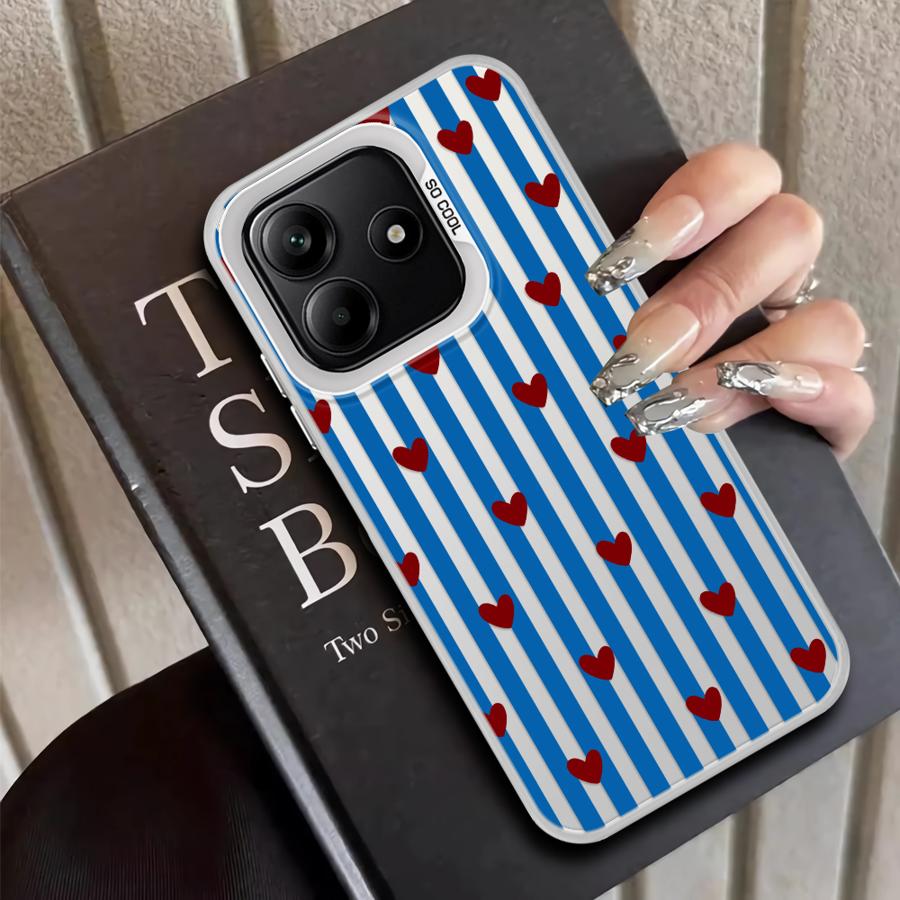 Back Phone Cover Case for Xiaomi Redmi Note 14 11 12 Pro 12s Note 13 Pro Plus 11s Stripe Love Heart