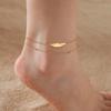 New Simple Feather Stainless Steel Double Layer Bead Chain Ankle Anklets For Women Men Metal Anklet Beach Jewelry Accessories