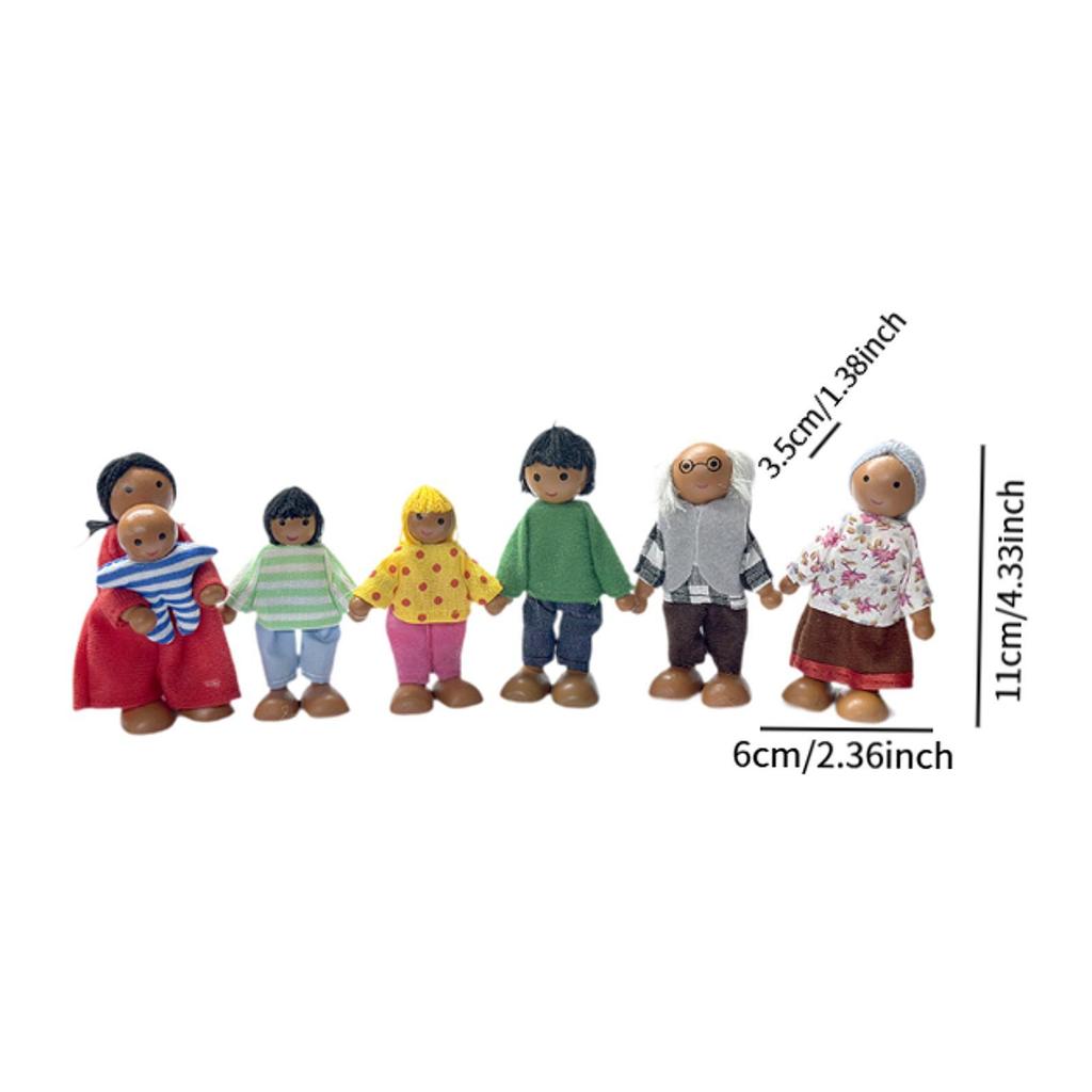 7 Stück Holzfiguren Set Puppenhaus Menschen Niedliche Puppen Spielset Frühe Bildung Miniatur