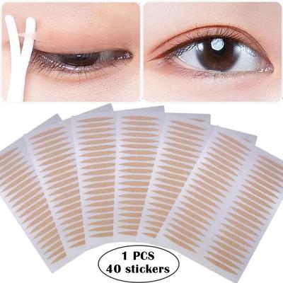 40Pcs Double Fold Eyelid Tape Sticker Lace Nature Clear Beige Stripe Self-adhesive Natural Eye Makeup Make Up With Tool New