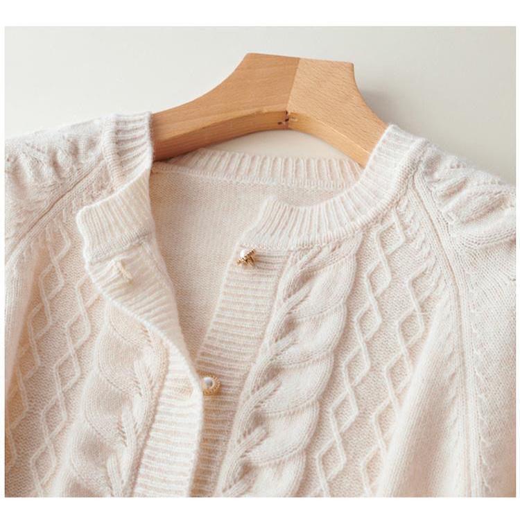 Retro Twisted Knitted Cardigan Jacket Women's Spring and Autumn Loose Temperament Sweater