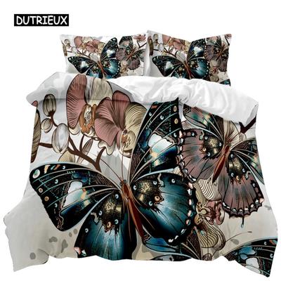 Set Copripiumino Farfalla con Motivo a Ramo di Fiori di Pruno Set Biancheria da Letto Morbido Biancheria da Letto Misura Singola Matrimoniale King Size Copripiumino in Poliestere