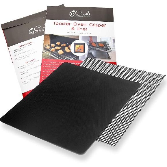 Cooks Innovations Toaster Oven Non Stick Liner & Crisper Set - Get Crispy Food Every Time - Easy Clean Up - Premium Crisping Sheet with Nonstick Oven