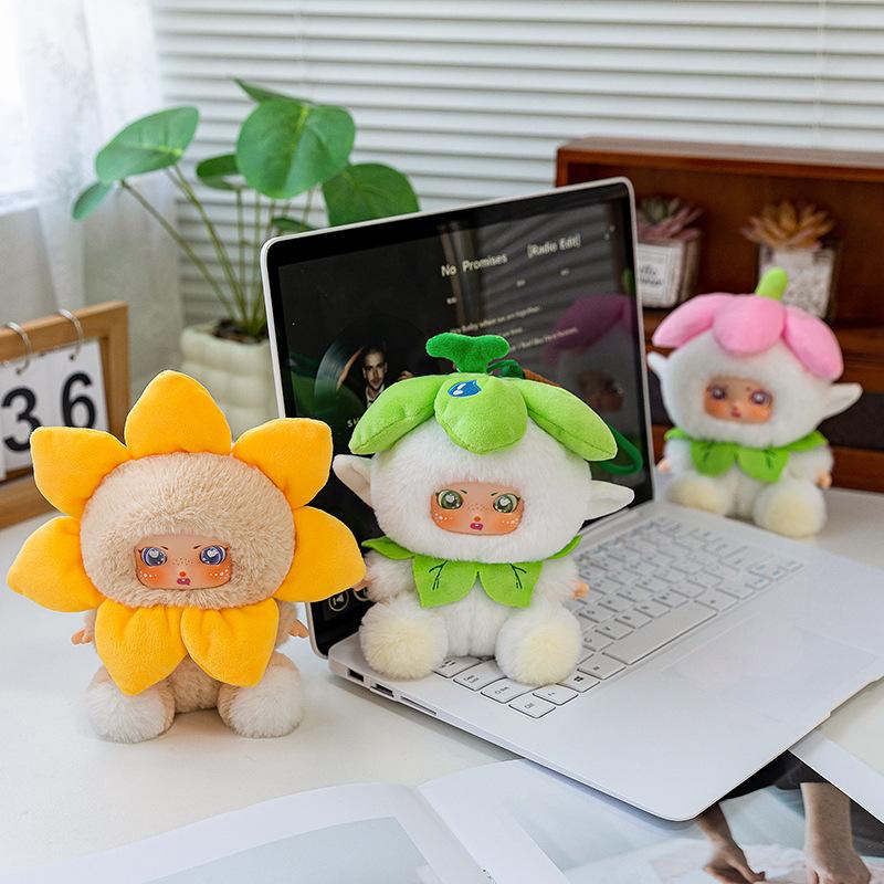 Flower Elf Doll Plush Toy Cute Keychain Kawaii Sunflower Bag Backpack Pendant Kid Gift