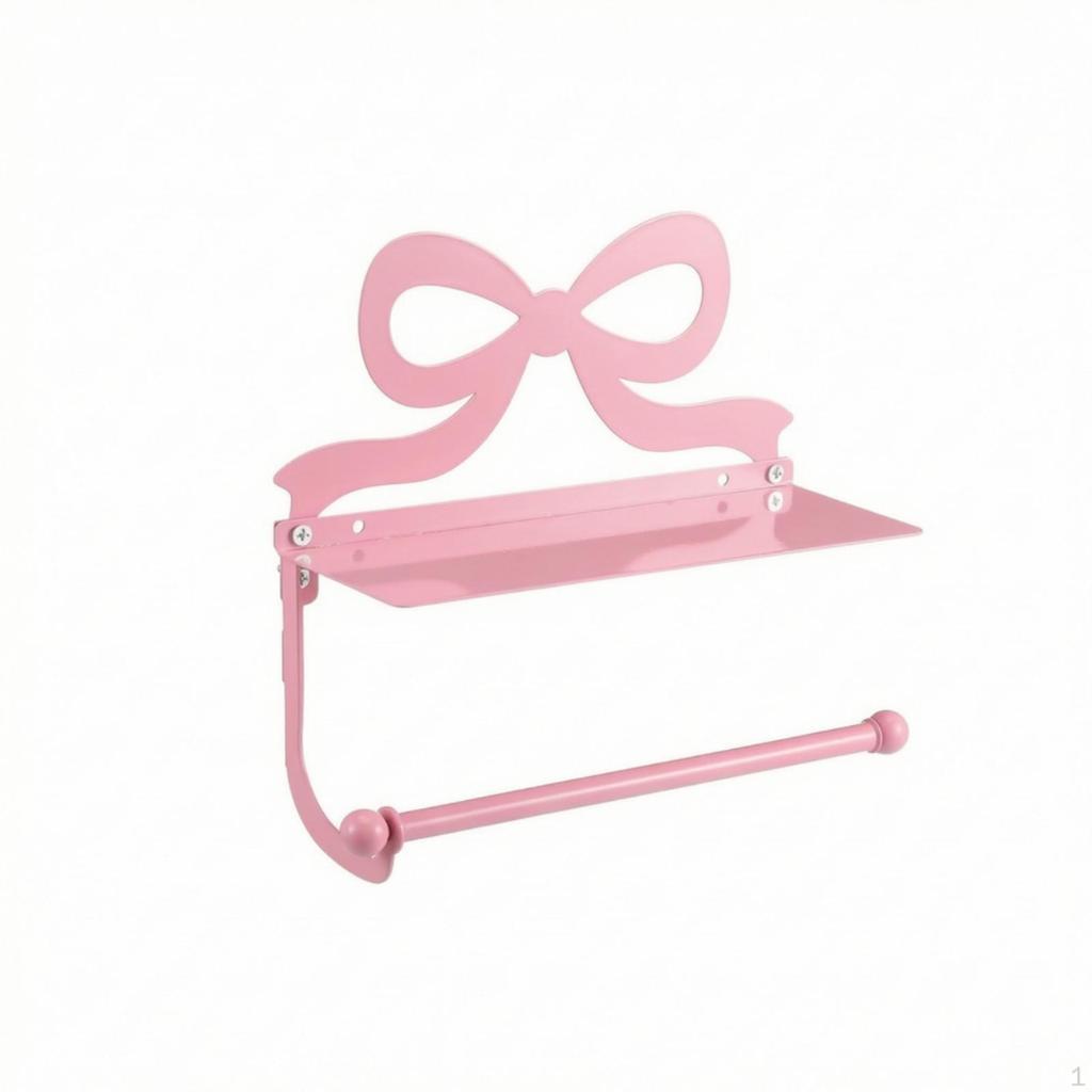 Toilet Paper Holder with Phone Shelf Pink Roll Decorative Hardware