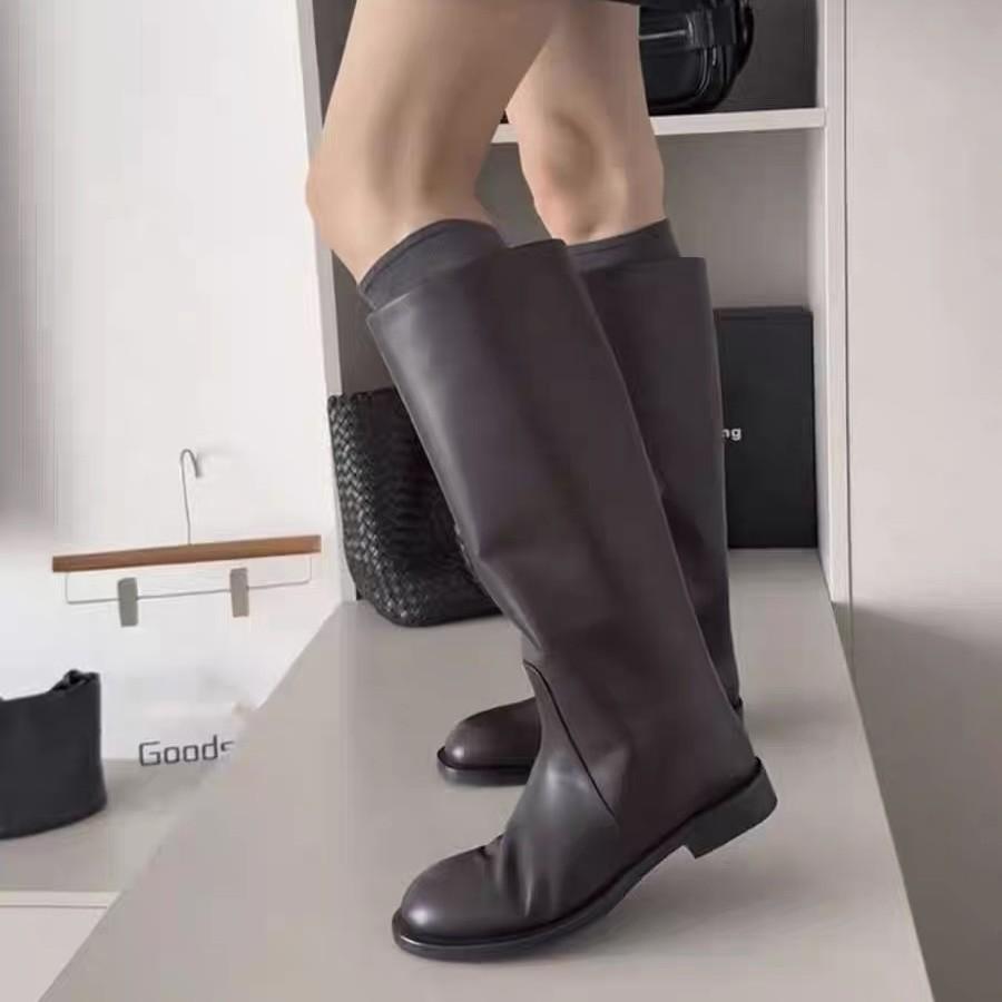 Cowhide Version~ Xinzhen Retro Martin Boots Women's Knee Boots Versatile and Thin Knight Boots Women's High Boots Single Boots