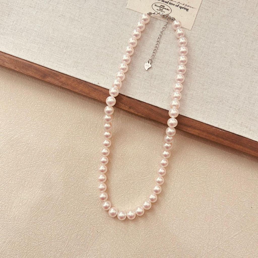 Cherry Blossom Pink Pearl Necklace: Elegant, Lustrous, Perfectly Round - Ideal for Spring & Versatile for Women