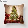 Christmas Decor Pillow Cover  Tree Gift Fireplace Print Throw   New Year Home  Sofa Cushion