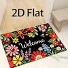 1pc 2D Flat Black Background Floral Welcome Doormat, Colorful Flowers and Bees Entrance Mat, Non-Slip Entryway Rug - Household Doormat, Pastoral Style