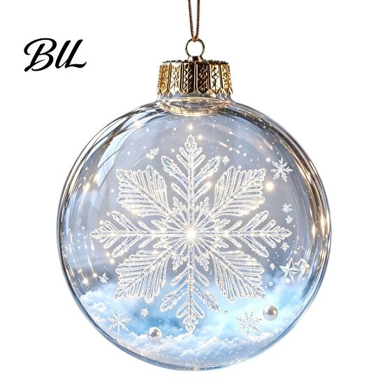 Decorative Hanging Balls Glowing Christmas Story Ornament, Light?Up Mini Holiday Scene Ball with Warm Garden Party Ornaments LED Light, Clear