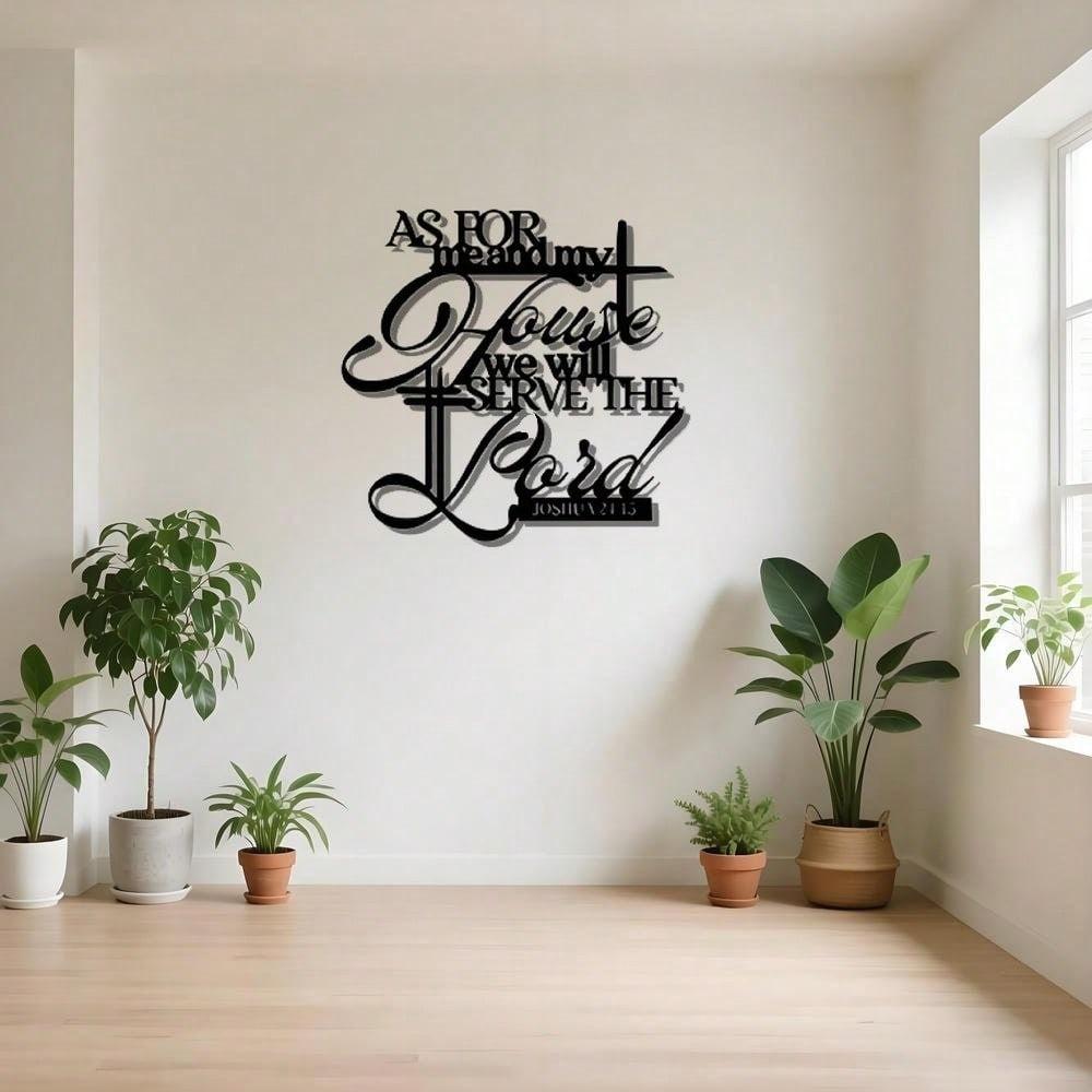 2D Religious Metal Wall Art Christian Cross Handwritten Font Personalized Home Decor Gift