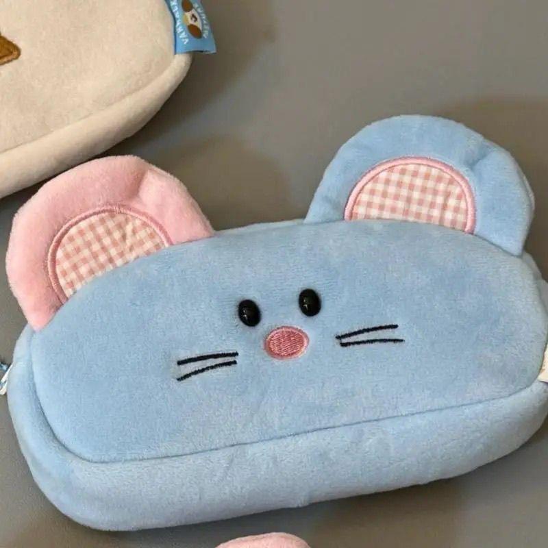Cute Cartoon Pencil Case for Kids Sweet Animal Piggy Puppy Stationery Storage Bag Portable Large Capacity Pen Bag Student