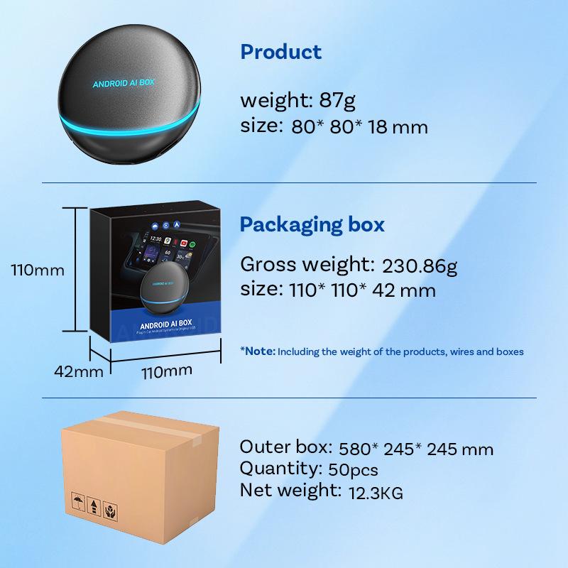 CarPlay TV AI Multimedia Box, 8GB+128GB, Portable Wireless Android Car Adapter with HDMI Output