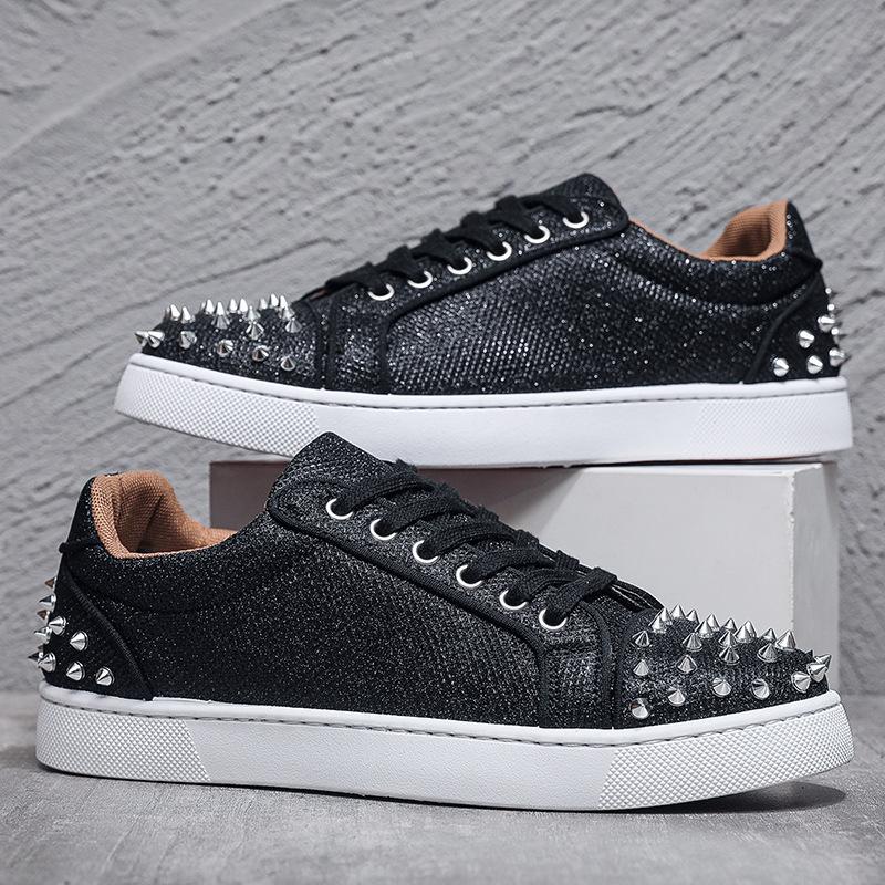 Personalized Fashion Hot Diamond Trend Men's Shoes Red Sole Men's Casual Rivet Board Shoes