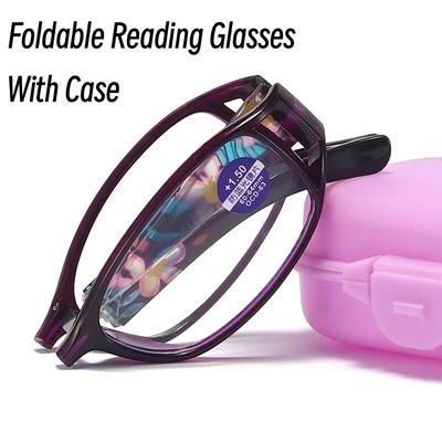 Neue gedruckte faltbare Anti-Blau-Presbyopie-Brille, blaues Licht blockierende tragbare Lesebrille für Frauen, hochauflösende Brillen
