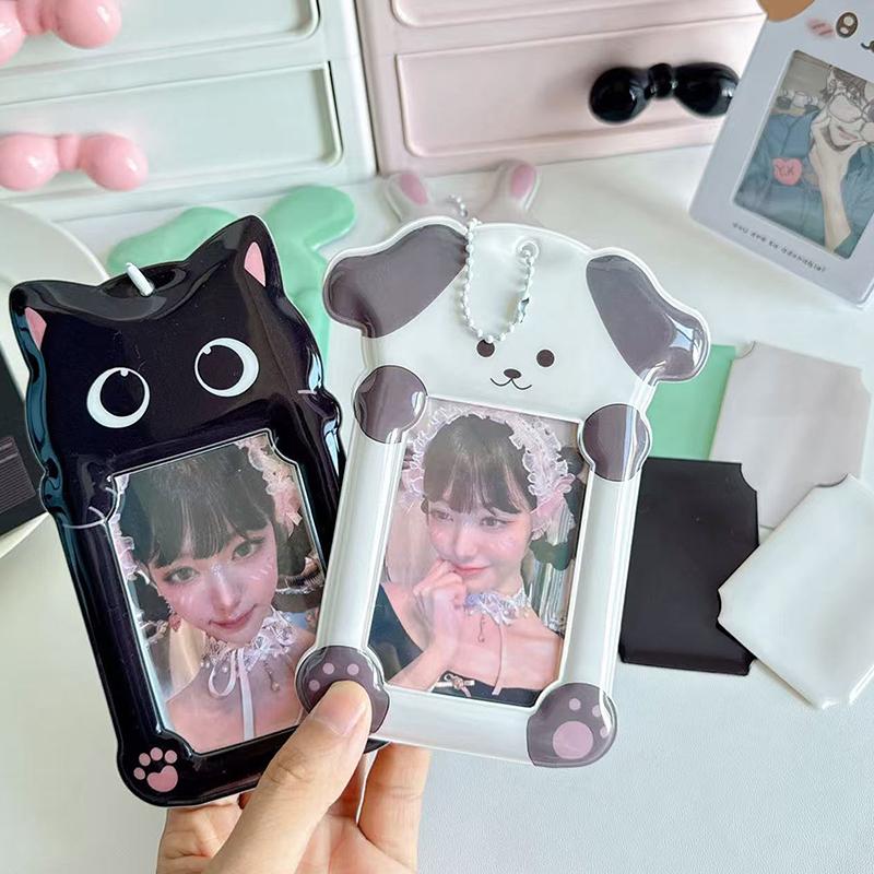 Portafototessere in PVC Coreano con Portachiavi Porta Fototessere Y2K Portachiavi con Ciondolo Kpop Animale Cartone Animato Carino