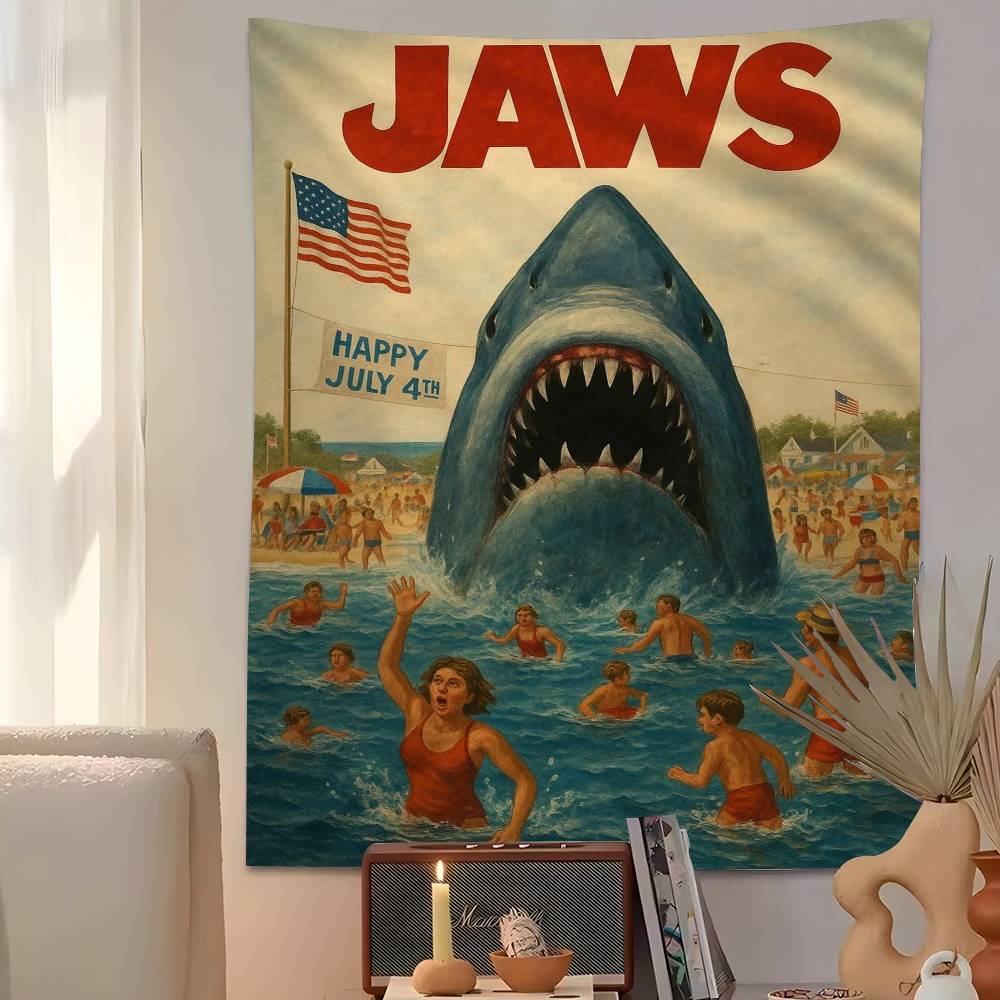 JAWS Movie Colorful Tapestry Wall Hanging Bohemian Wall Tapestries Mandala Wall Art Decor