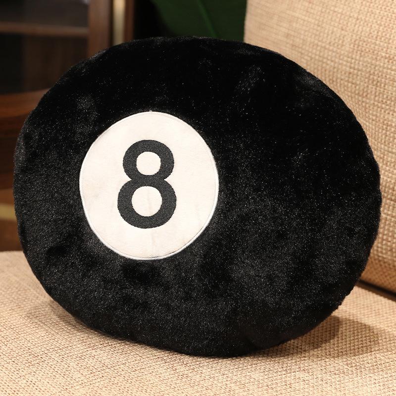 Creative Black 8 Billiards Throw Pillow Plush Toy Sofa Pillow Cushion Nap Pillow Living Room Ornament Doll
