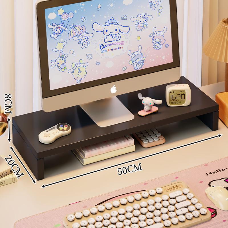 White Computer Monitor Stand with Drawer - Desk Riser for Girls