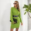 Twist Long Sleeve Sweater Dress Women's Loose Knit Dresses Autumn and Winter Casual Sweater