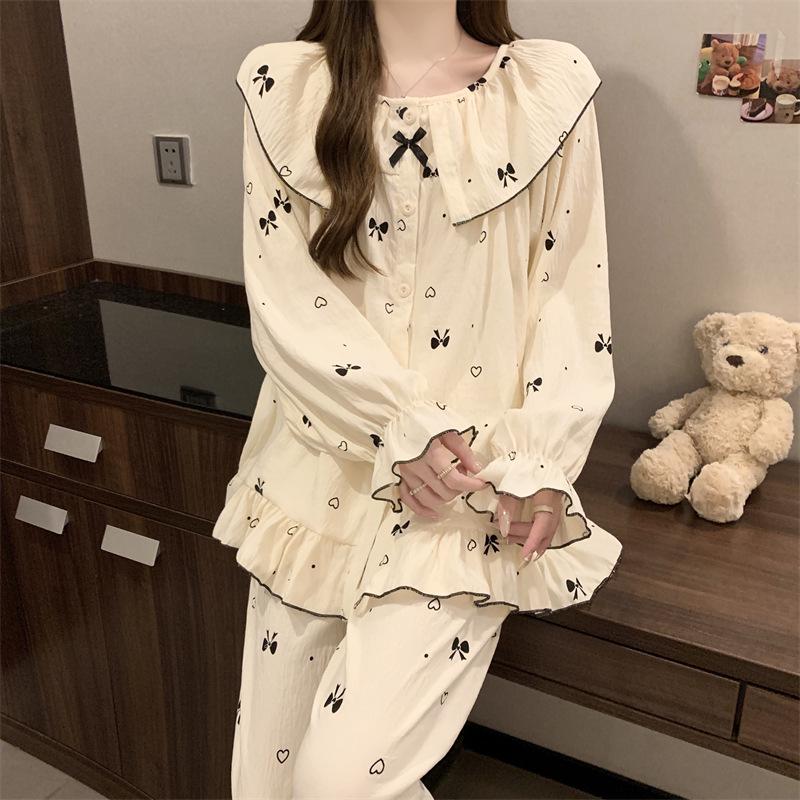 Women's Korean Style Spring/Autumn Long Sleeve Sweet Princess Pajama Set