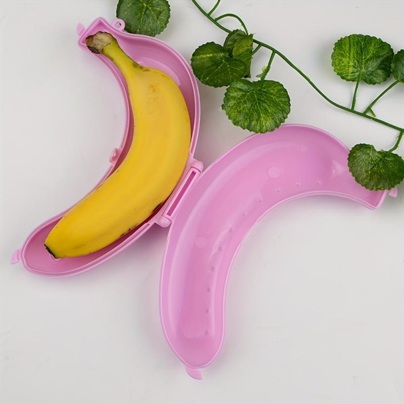 2pcs Durable Plastic Banana Keeper Box - Portable Reusable Fruit Storage Case with Clip-On Lid for Travel & Outdoor Use